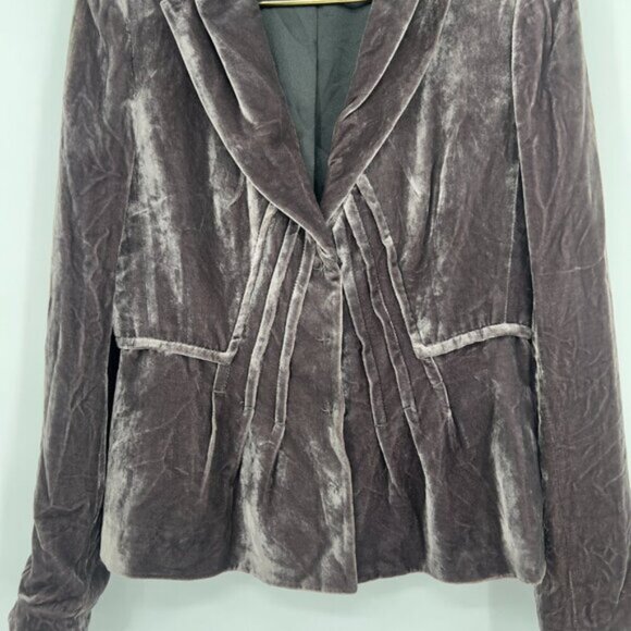 Tahari Brown Velvet Silk Blend Blazer Jacket Women’s Size M - Picture 3 of 11